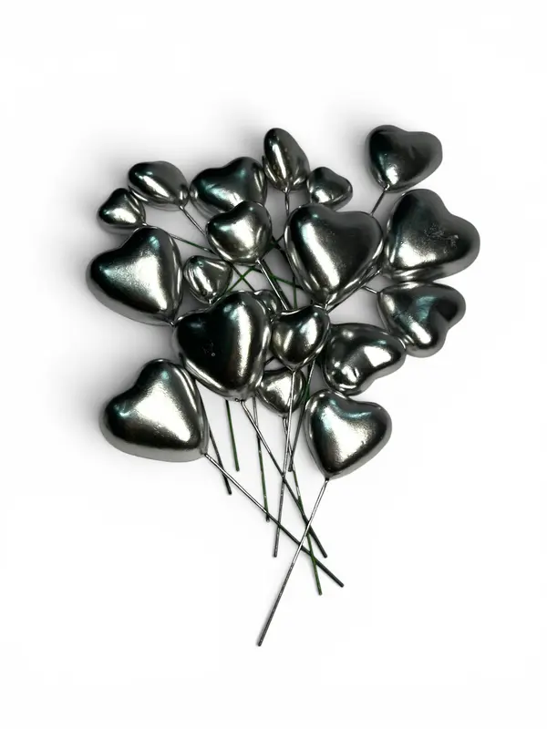 Toppers de corazones decorativos — Plateado