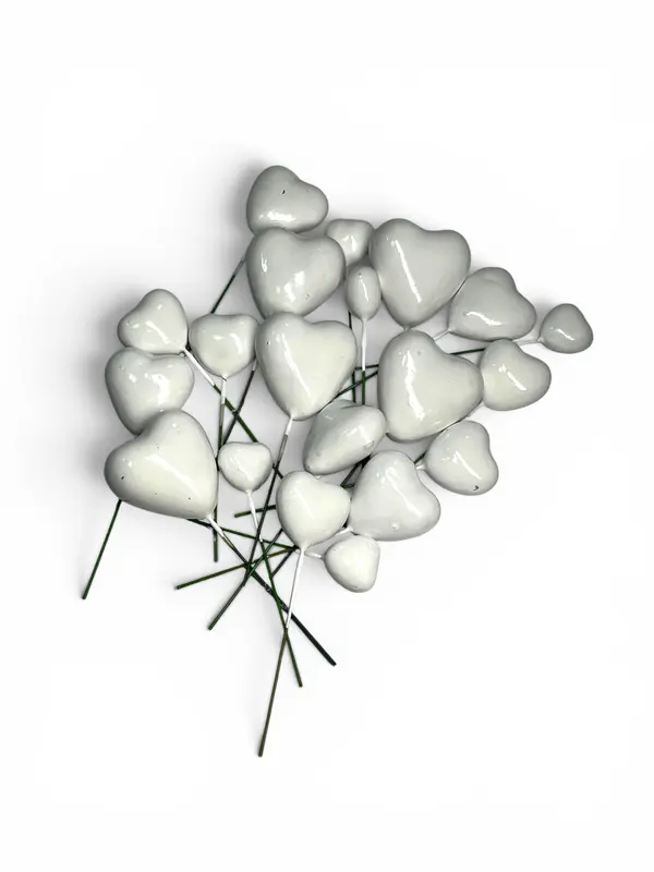 Toppers de corazones decorativos — Blanco