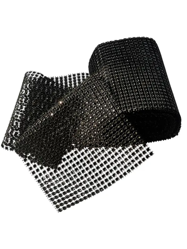 Cinta de strass de 4 filas — Negro