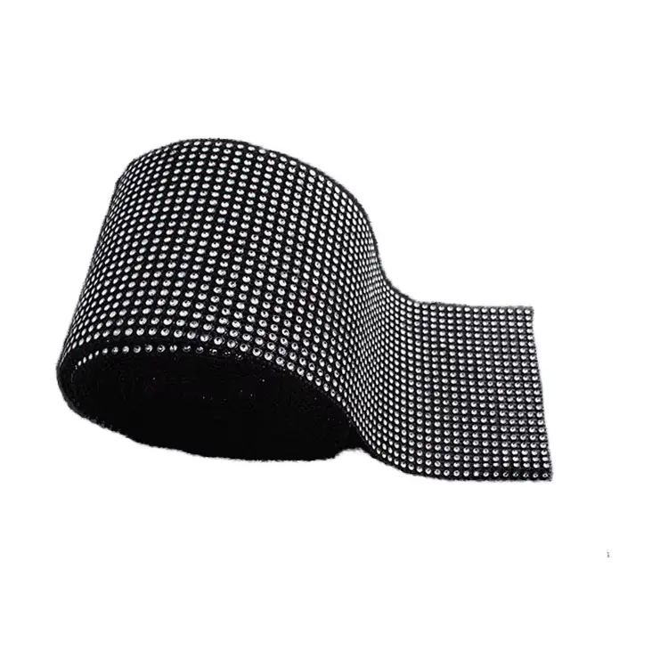 Cinta de strass de 4 filas — Plateado con base negra