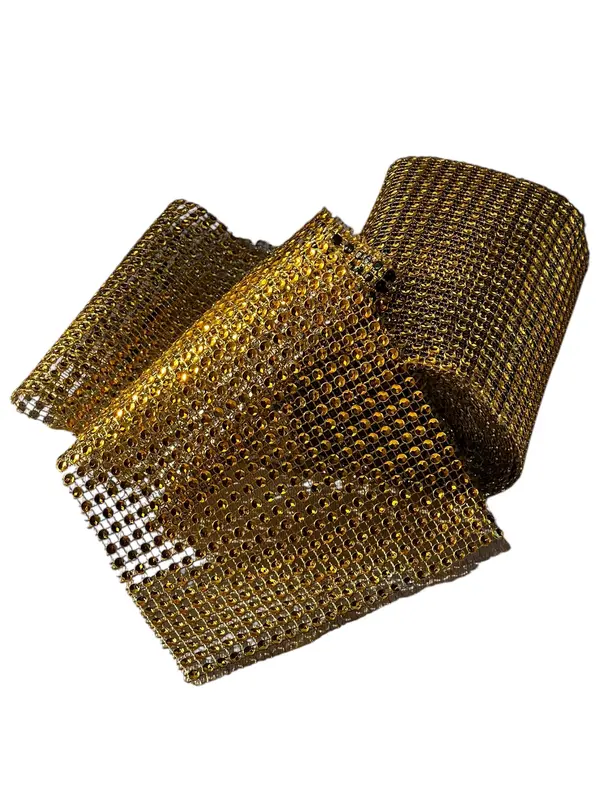 Cinta de strass de 4 filas — Dorado brillante