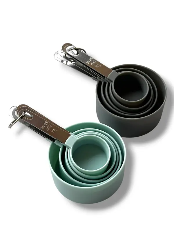 Tazas de medir de plástico con mango de acero inoxidable