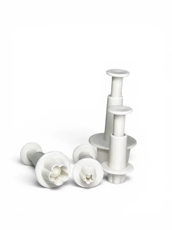 Set de cortadores repujadores con expulsor — Flor de 4 pétalos