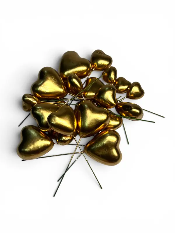 Toppers de corazones decorativos — Dorado