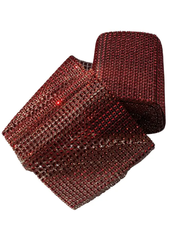 Cinta de strass de 6 filas — Rojo